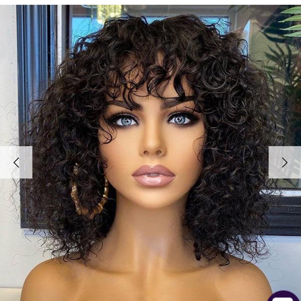 LUVMEHAIR beginner friendly water wave glue less short wig bangs 100% Human Hair